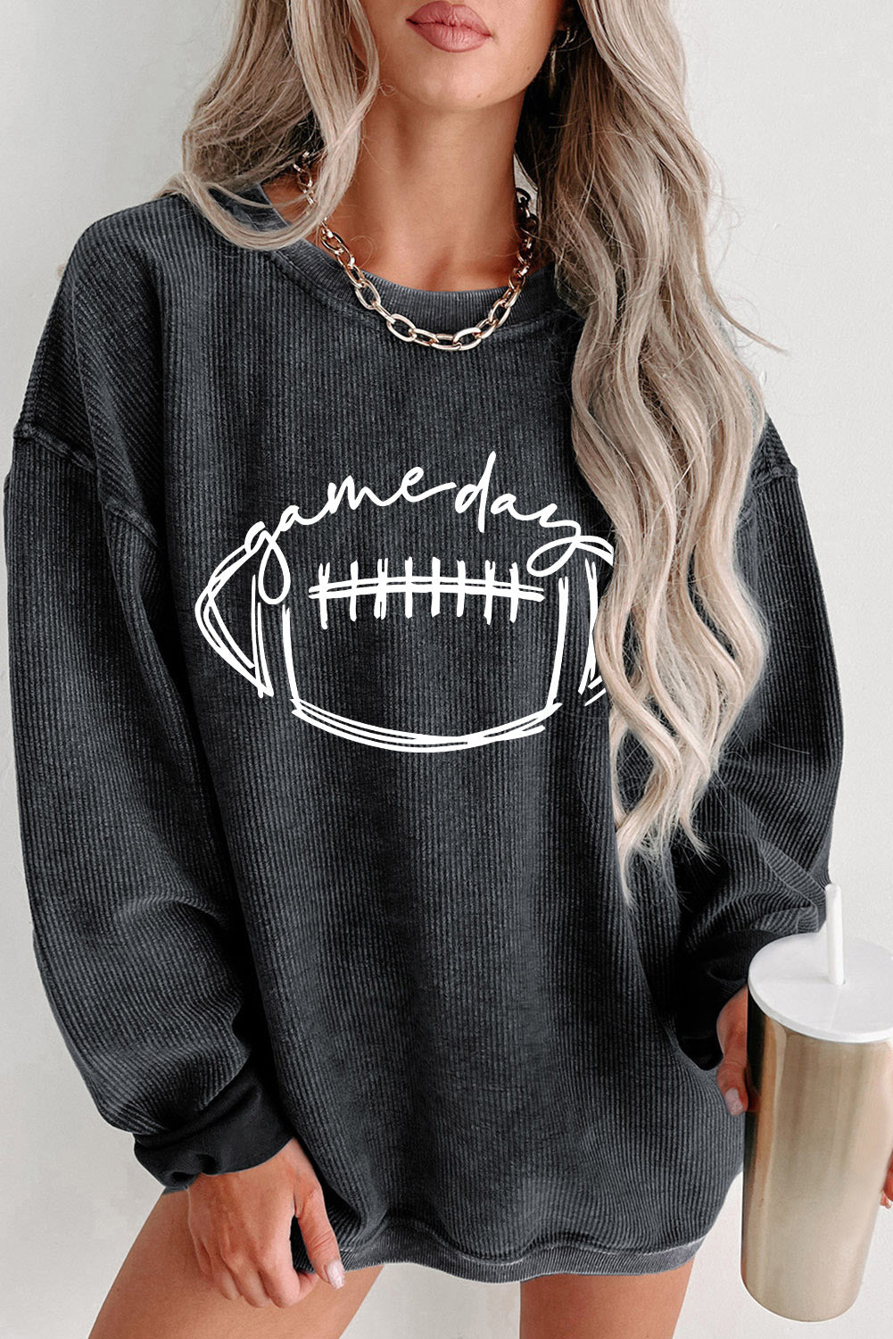 Football Graphic Dropped Shoulder Sweatshirt