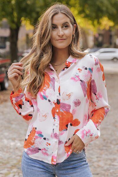 Abstract Print Button Up Collared Neck Shirt - Immenzive