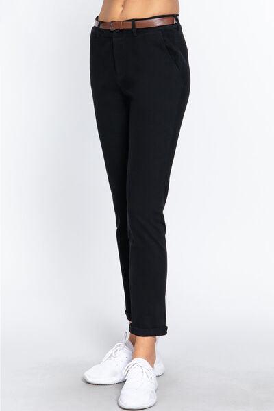 ACTIVE BASIC Cotton-Span Twill Straight Pants - Immenzive