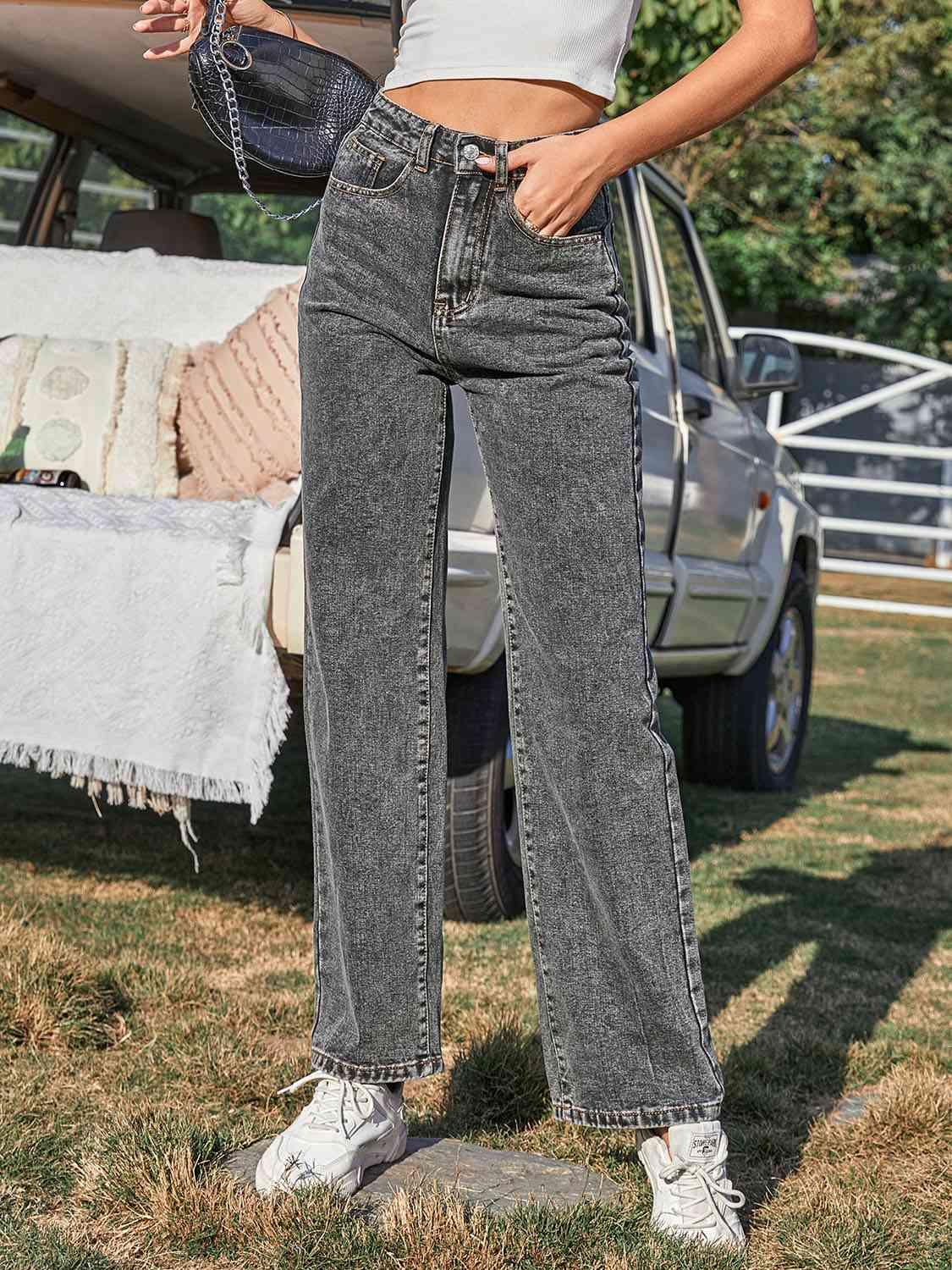 Buttoned Cropped Jeans - Immenzive