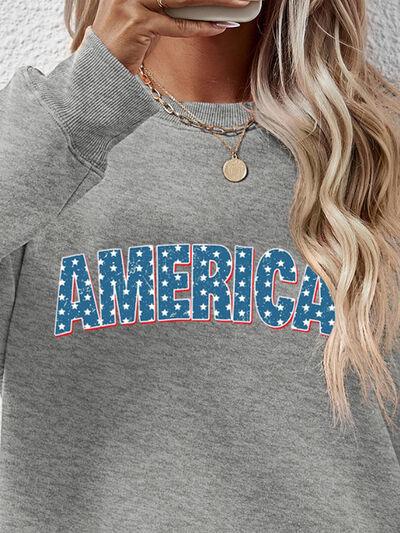 AMERICA Round Neck Dropped Shoulder Sweatshirt - Immenzive