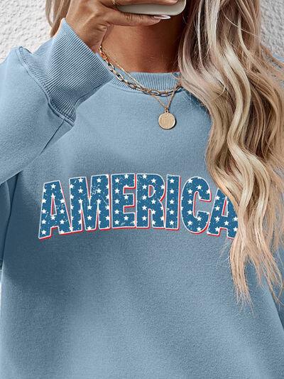 AMERICA Round Neck Dropped Shoulder Sweatshirt - Immenzive