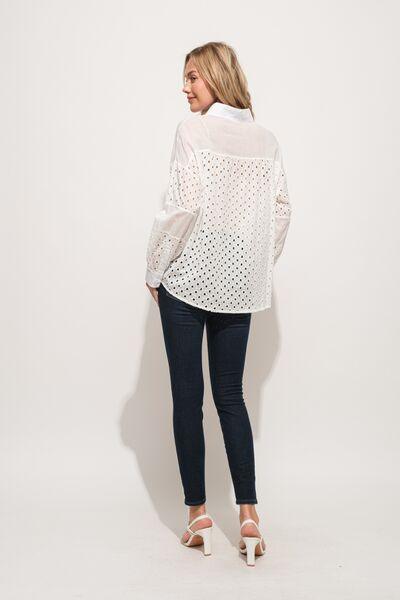 And The Why Eyelet Long Sleeve Button Down Shirt - Immenzive