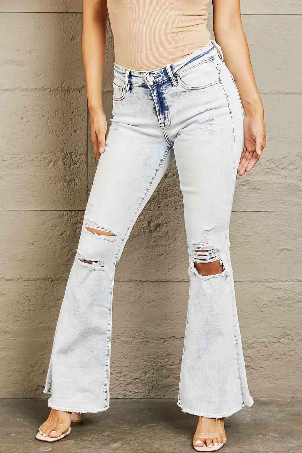 BAYEAS Mid Rise Acid Wash Distressed Jeans - Immenzive