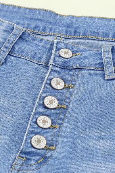 Button-Fly Distressed Raw Hem Flare Jeans - Immenzive