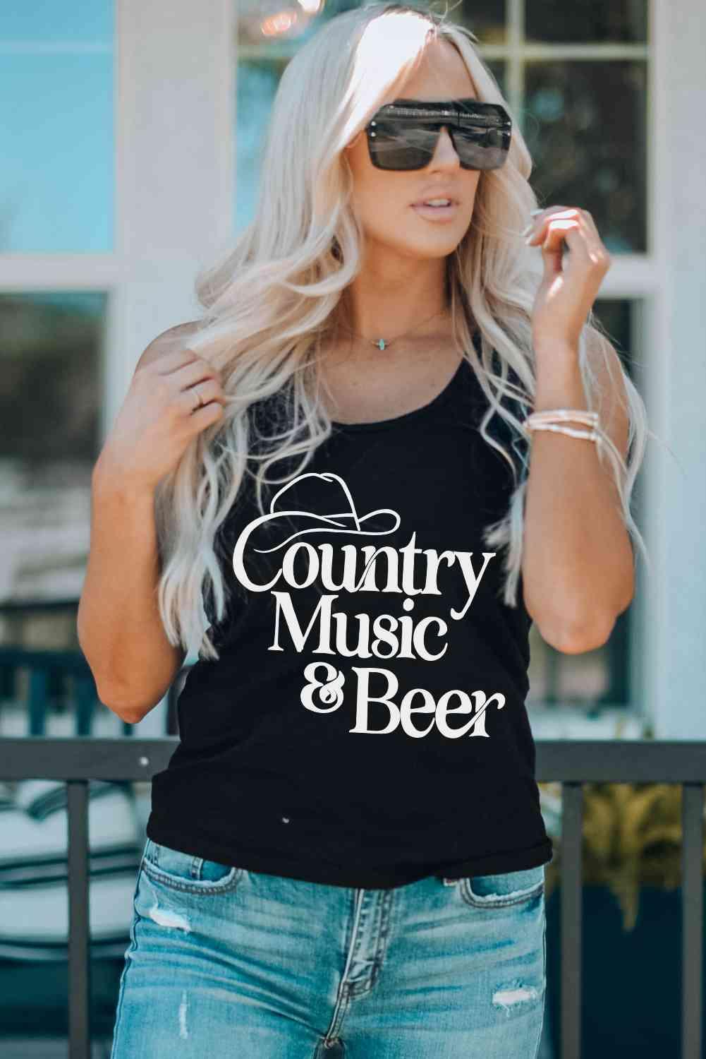 COUNTRY MUSIC & BEER Graphic Tank - Immenzive