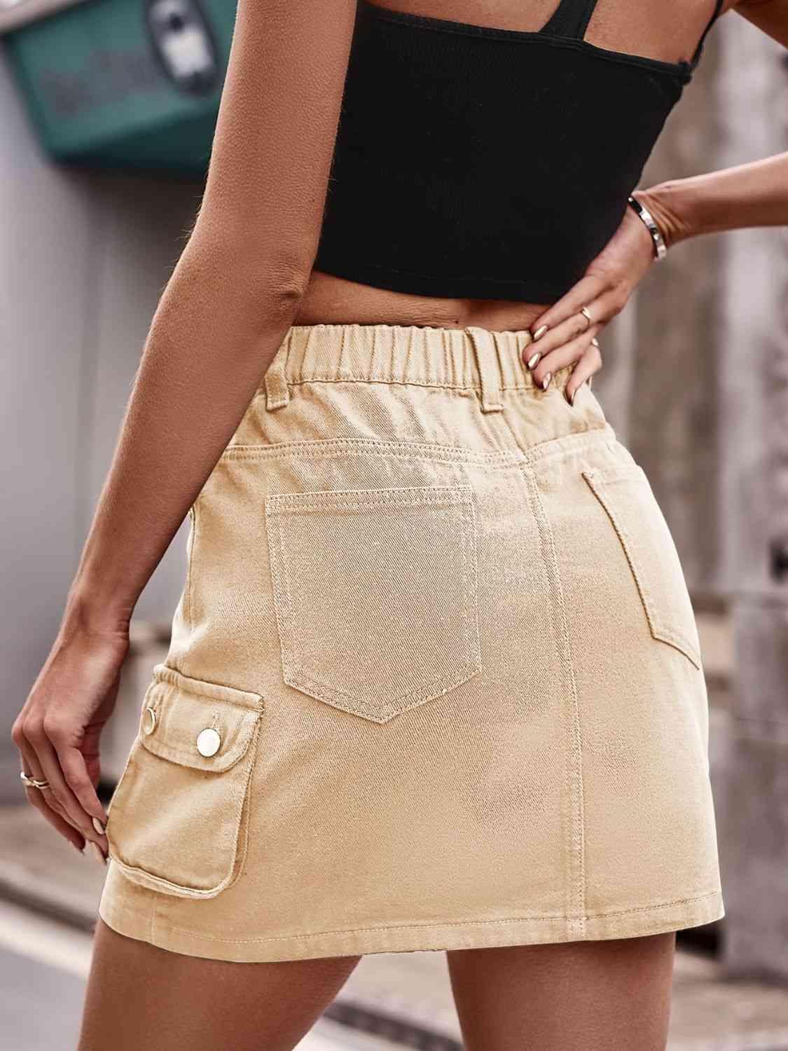 Denim Mini Skirt with Pockets - Immenzive