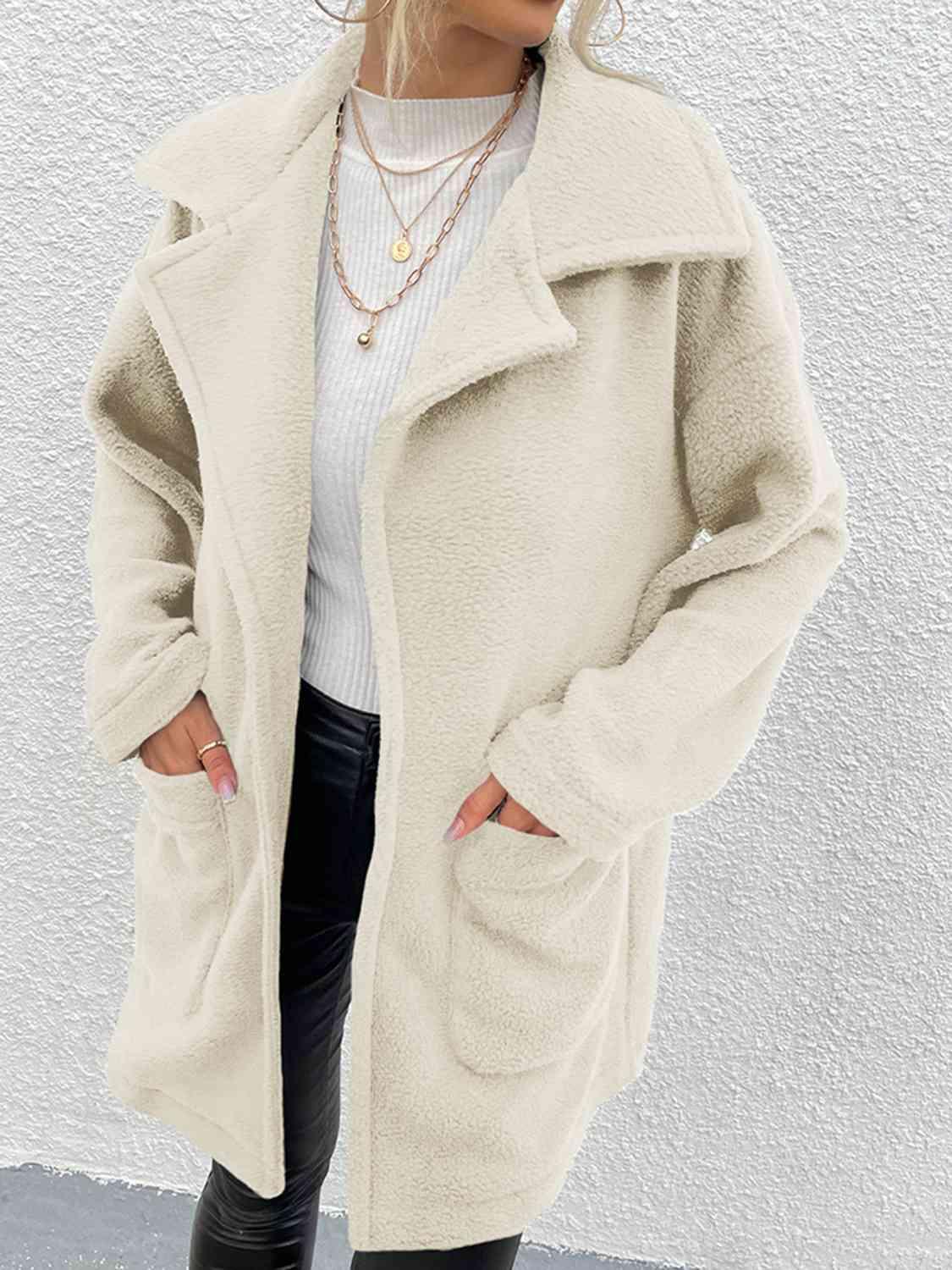 Dropped Shoulder Coat with Pockets - Immenzive
