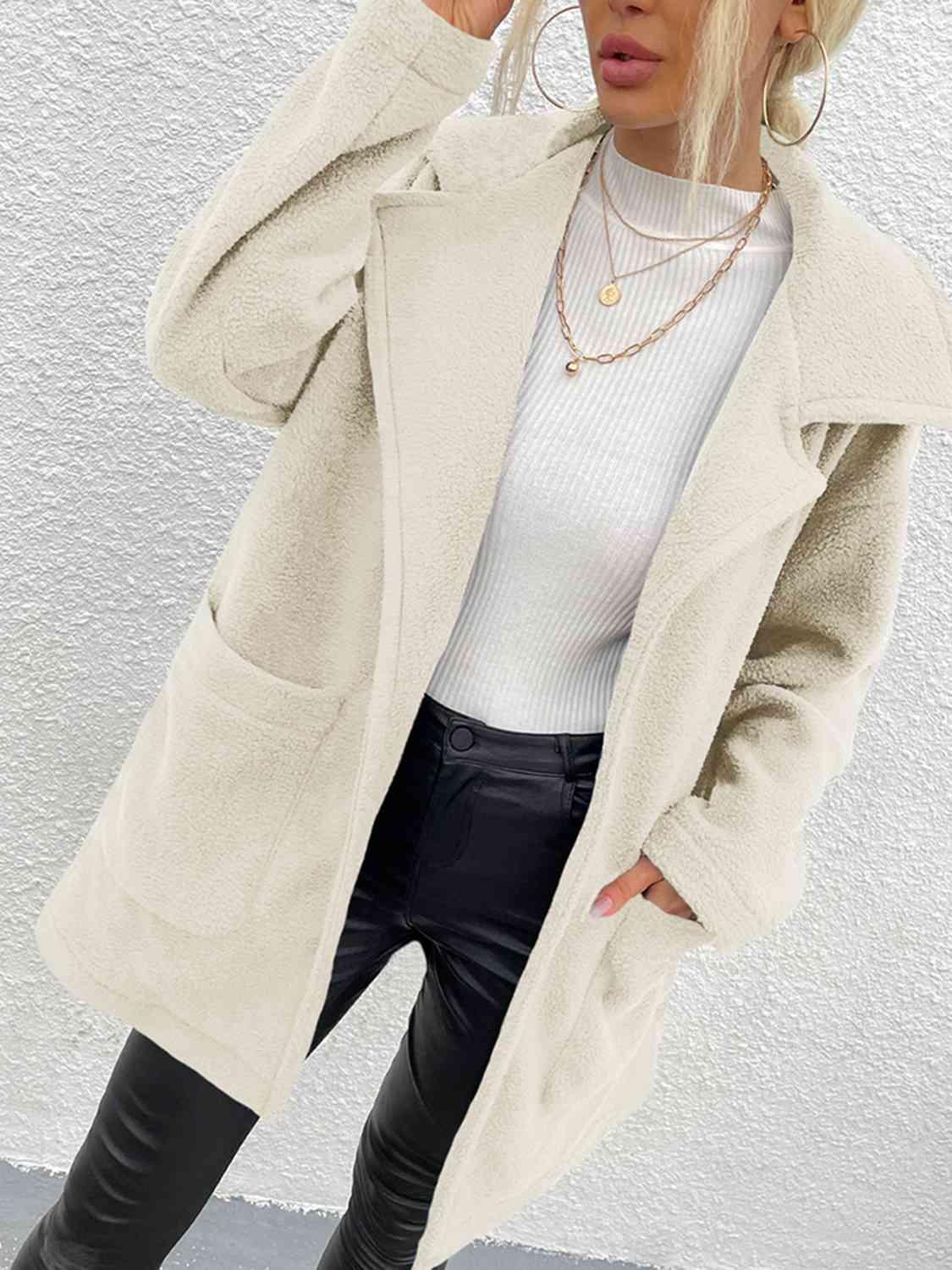 Dropped Shoulder Coat with Pockets - Immenzive
