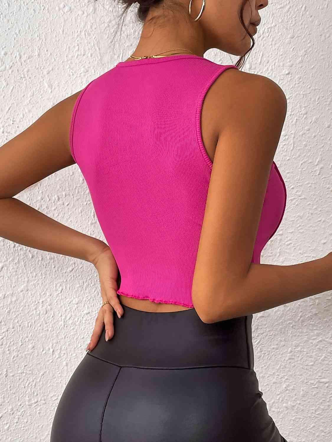 Exposed Seam Scoop Neck Cropped Tank - Immenzive