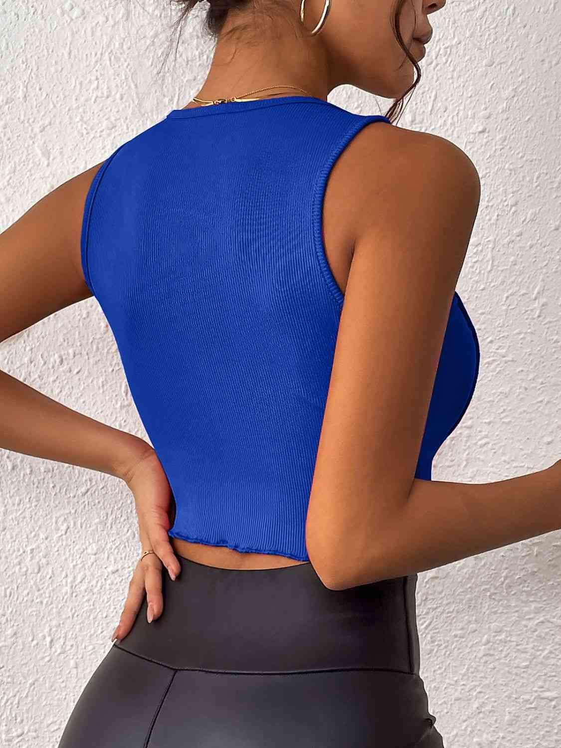 Exposed Seam Scoop Neck Cropped Tank - Immenzive