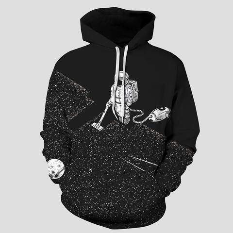 Full Size Astronaut Graphic Drawstring Hoodie - Immenzive