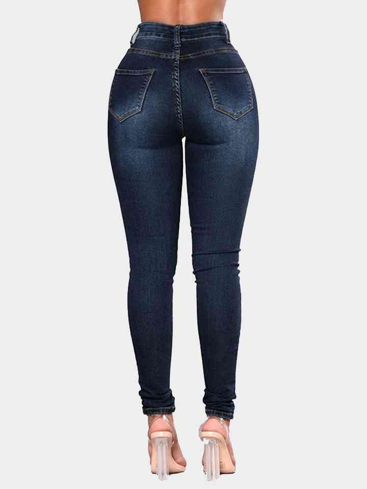 Full Size Buttoned Long Jeans - Immenzive