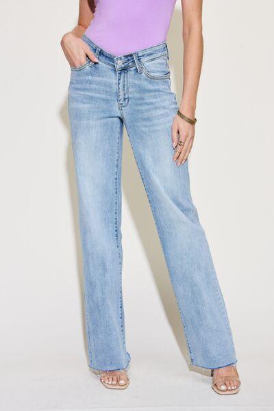 Judy Blue Full Size V Front Waistband Straight Jeans - Immenzive