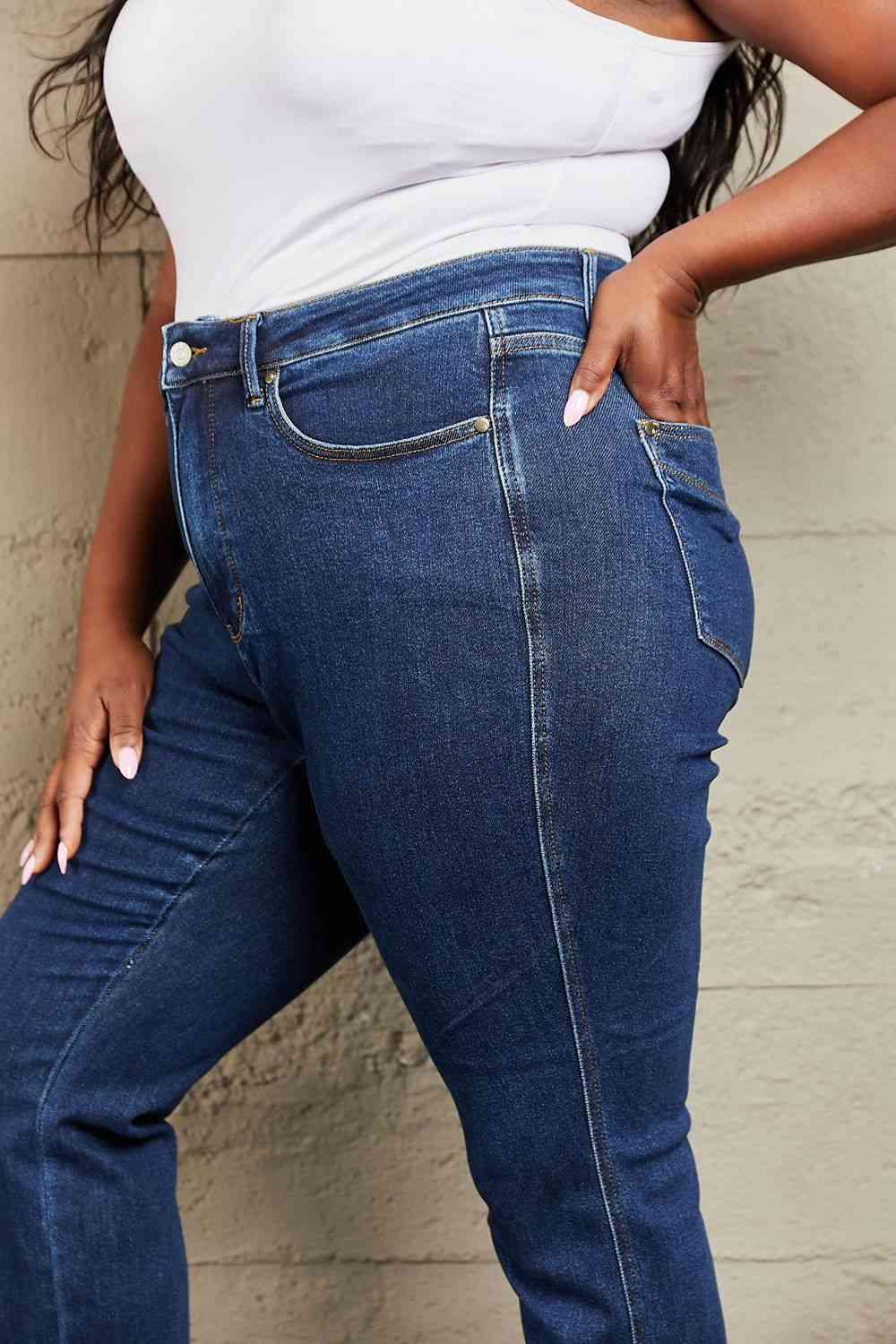 Judy Blue Kailee Full Size Tummy Control High Waisted Straight Jeans - Immenzive
