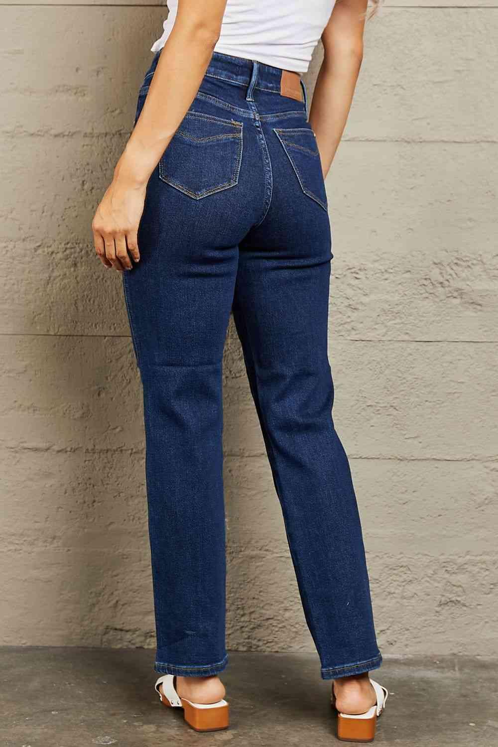 Judy Blue Kailee Full Size Tummy Control High Waisted Straight Jeans - Immenzive