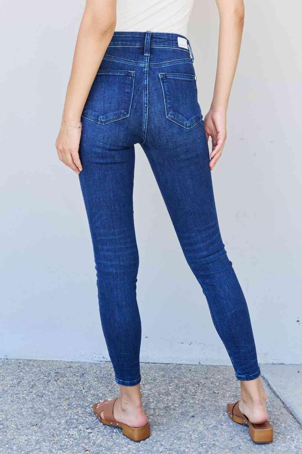 Judy Blue Marie Full Size Mid Rise Crinkle Ankle Detail Skinny Jeans - Immenzive