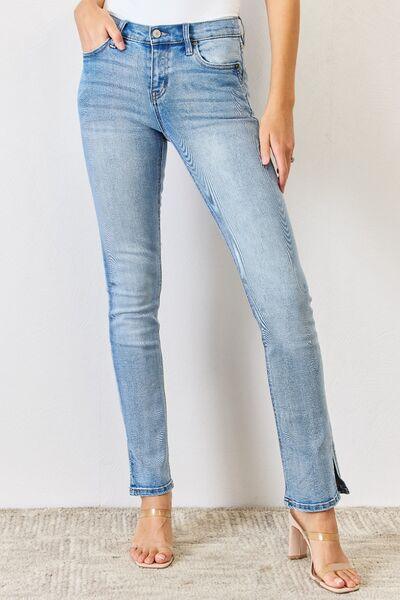 Kancan Full Size Mid Rise Y2K Slit Bootcut Jeans - Immenzive