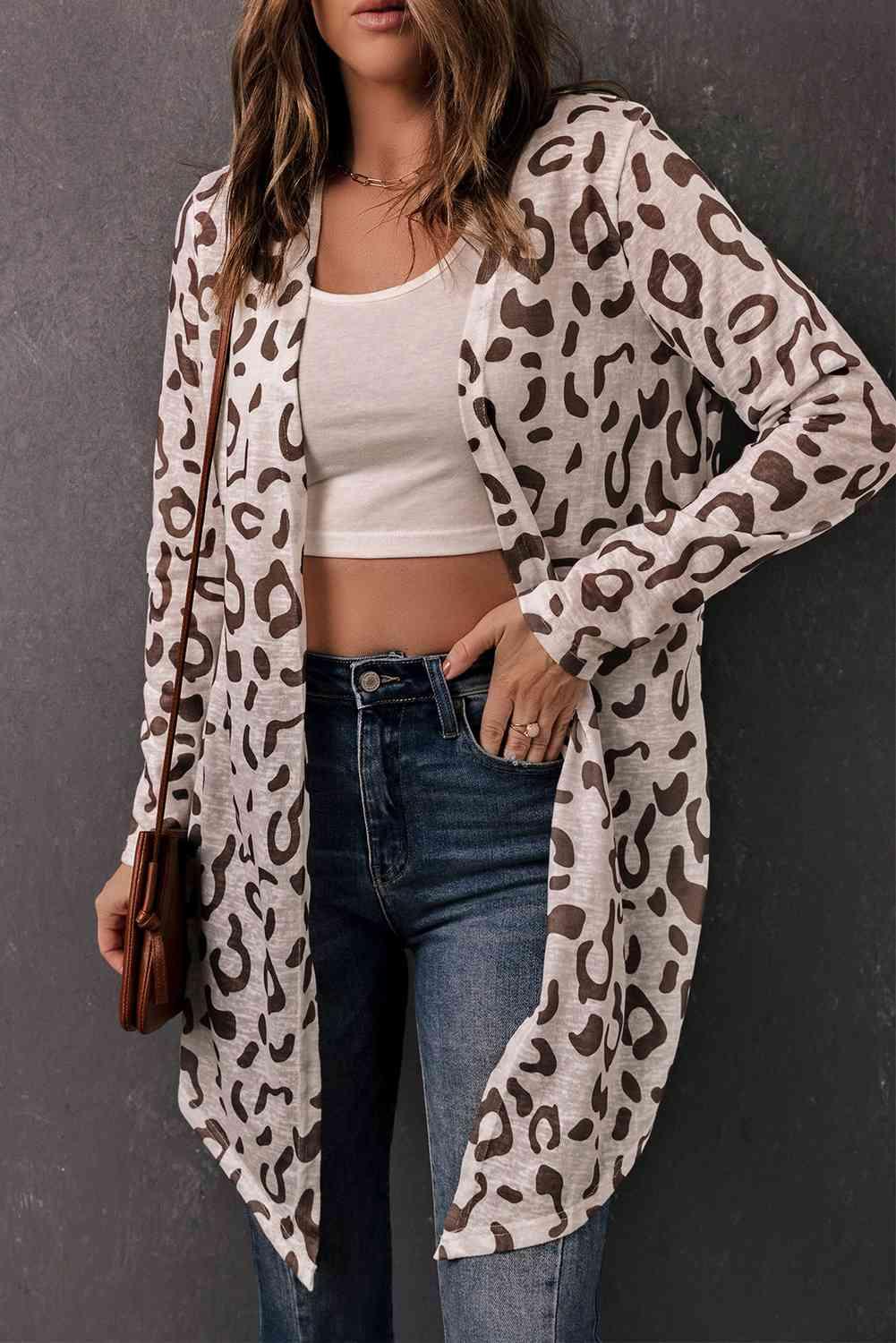 Leopard Long-Sleeve Open Front Cardigan - Immenzive