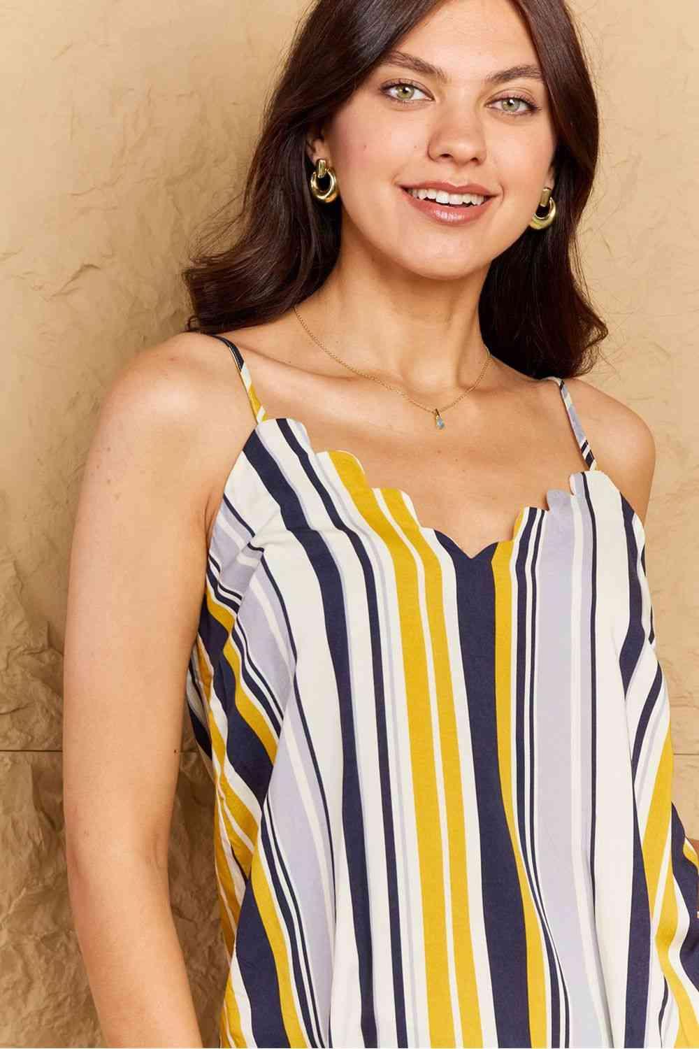 OOTD Make It Work Striped Scalloped Cami - Immenzive