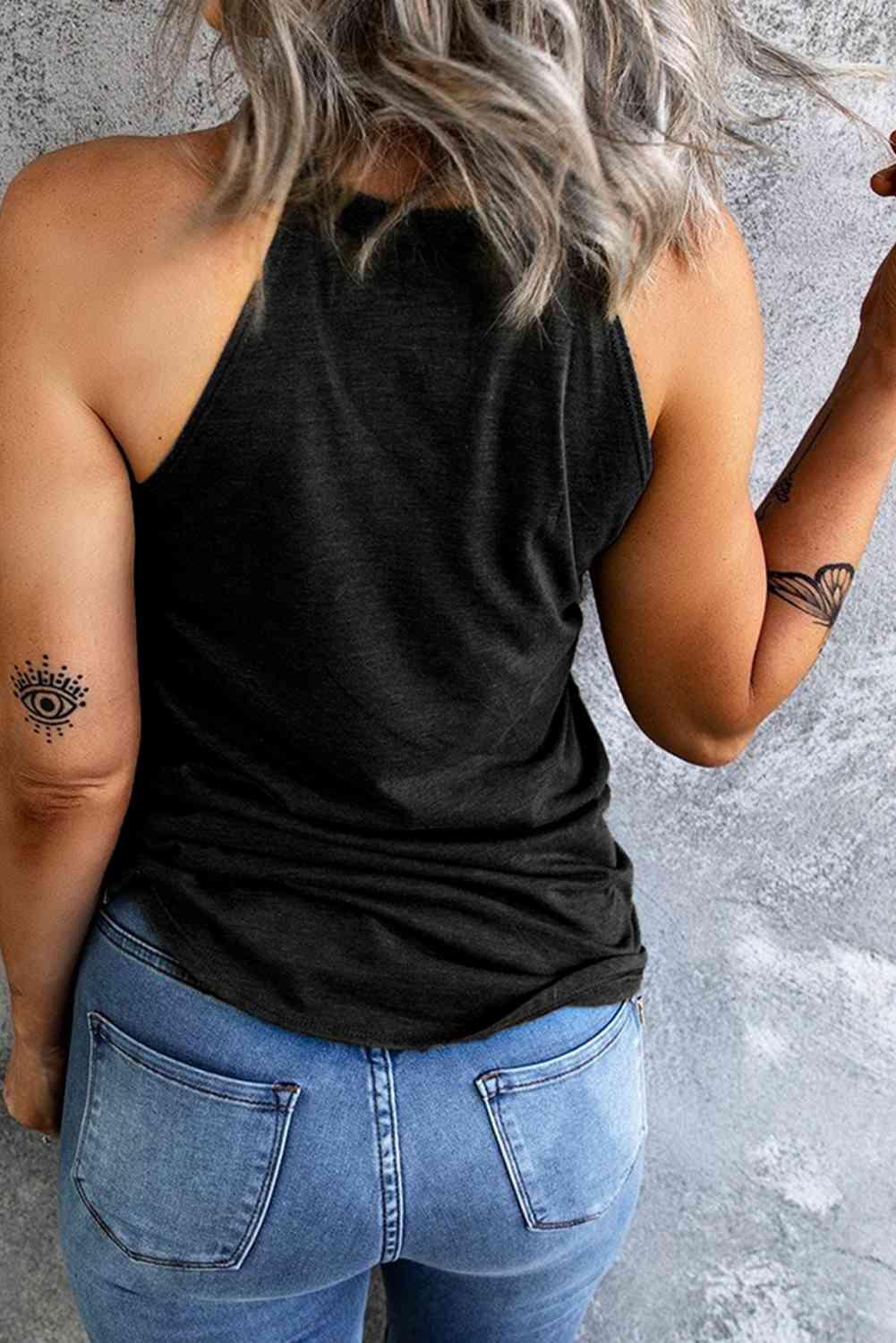 Round Neck RESTING WITCH FACE Graphic Tank Top - Immenzive