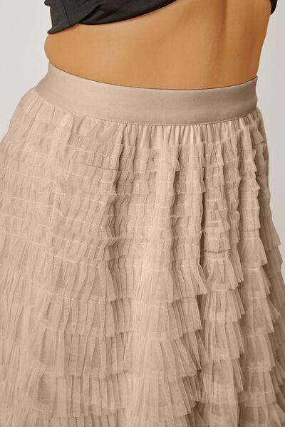Ruched High Waist Tiered Skirt - Immenzive