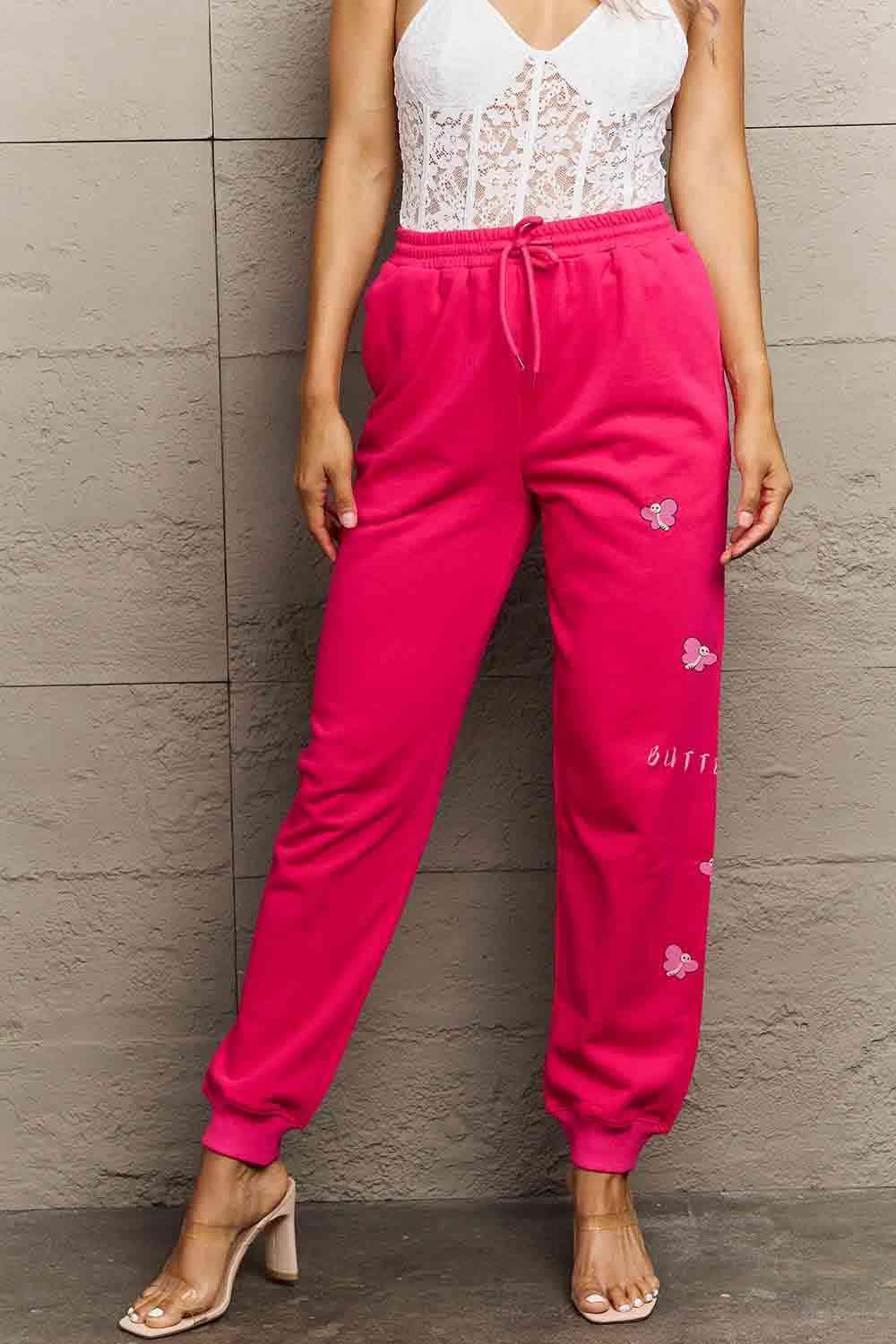 Simply Love Simply Love Full Size Drawstring BUTTERFLY Graphic Long Sweatpants - Immenzive