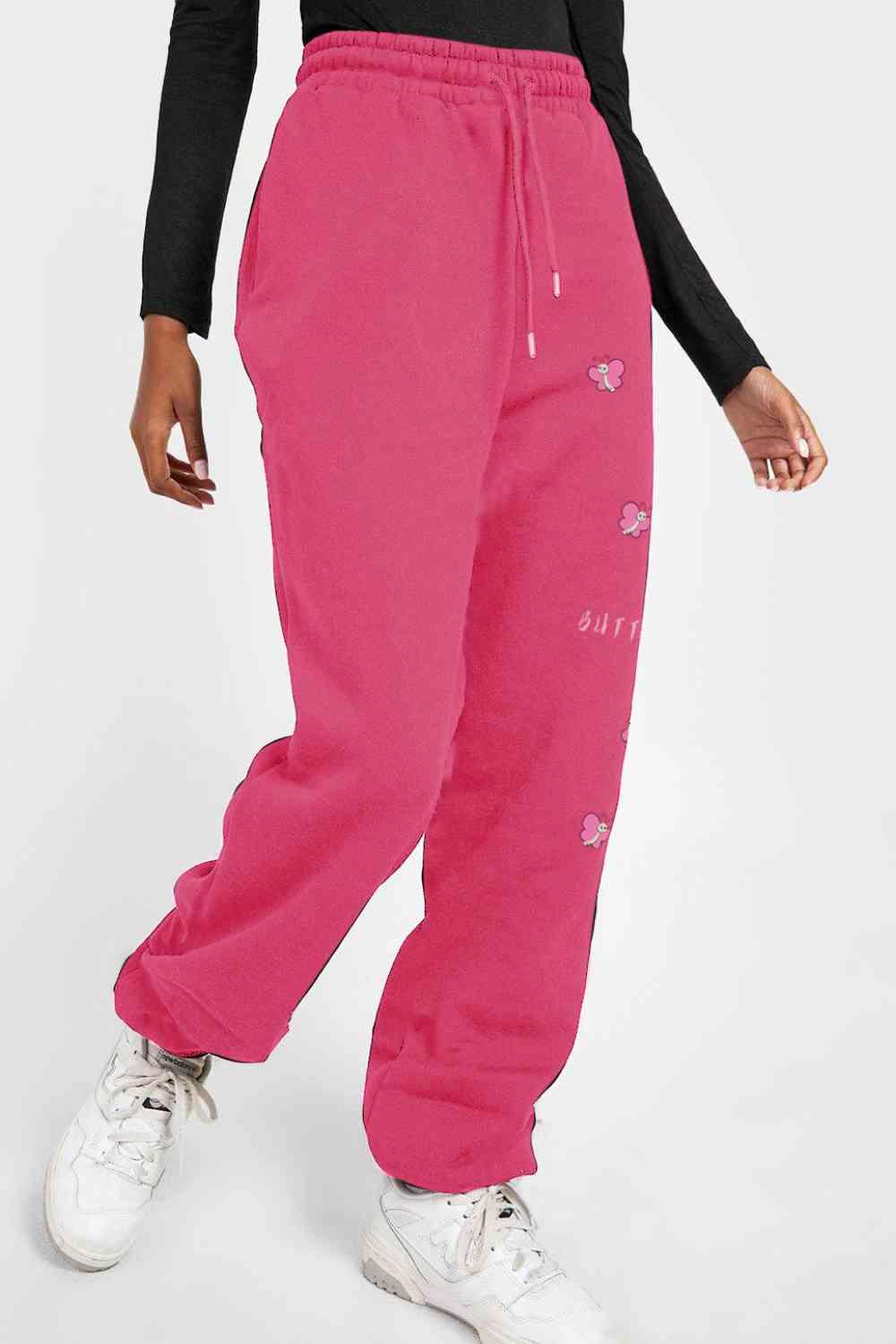 Simply Love Simply Love Full Size Drawstring BUTTERFLY Graphic Long Sweatpants - Immenzive