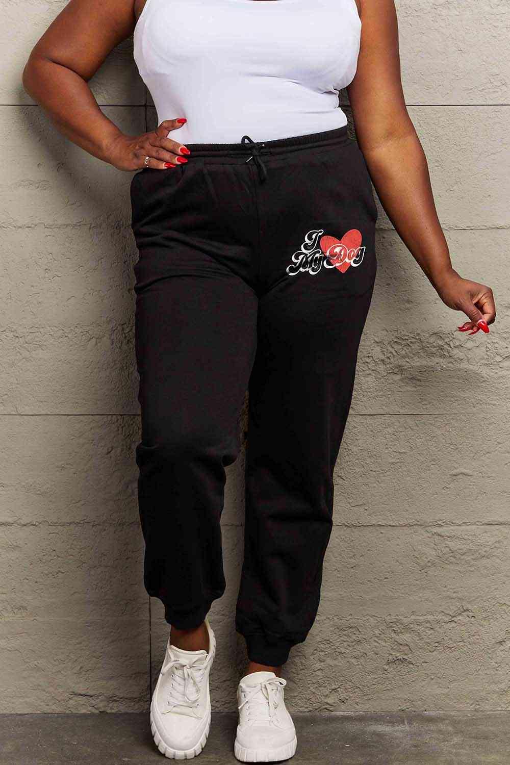 Simply Love Simply Love Full Size I LOVE MY DOG Graphic Joggers - Immenzive
