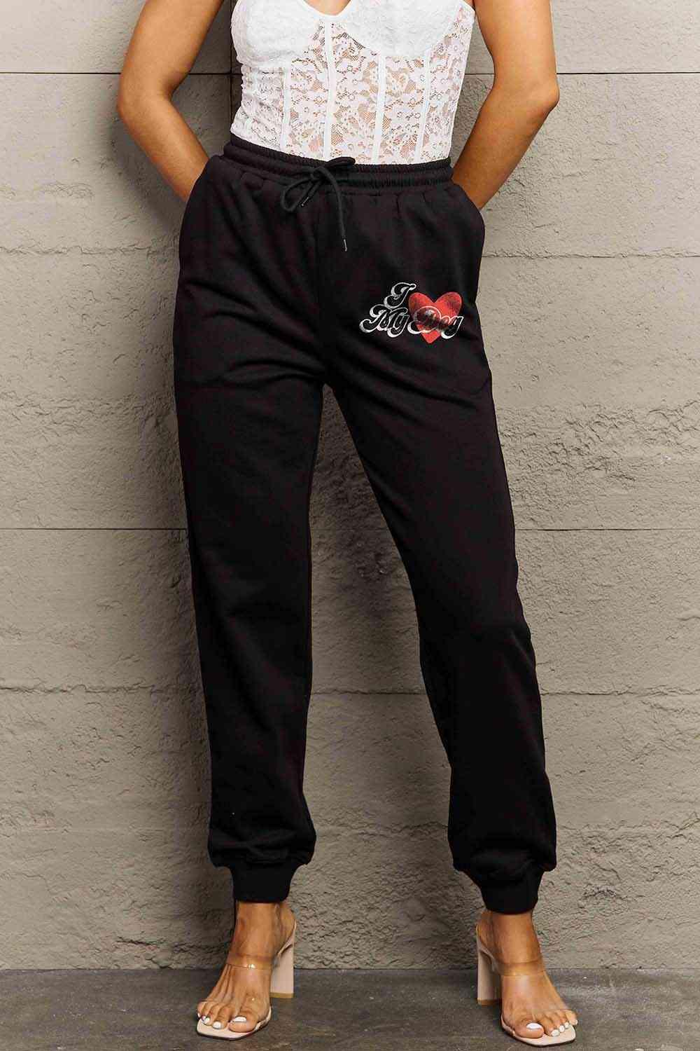 Simply Love Simply Love Full Size I LOVE MY DOG Graphic Joggers - Immenzive