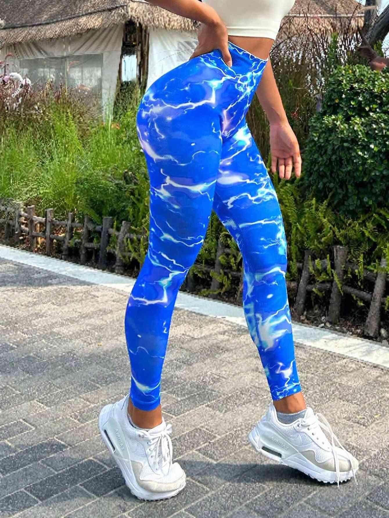 Tie-dye Slim Fit High Waistband Long Active Pants - Immenzive
