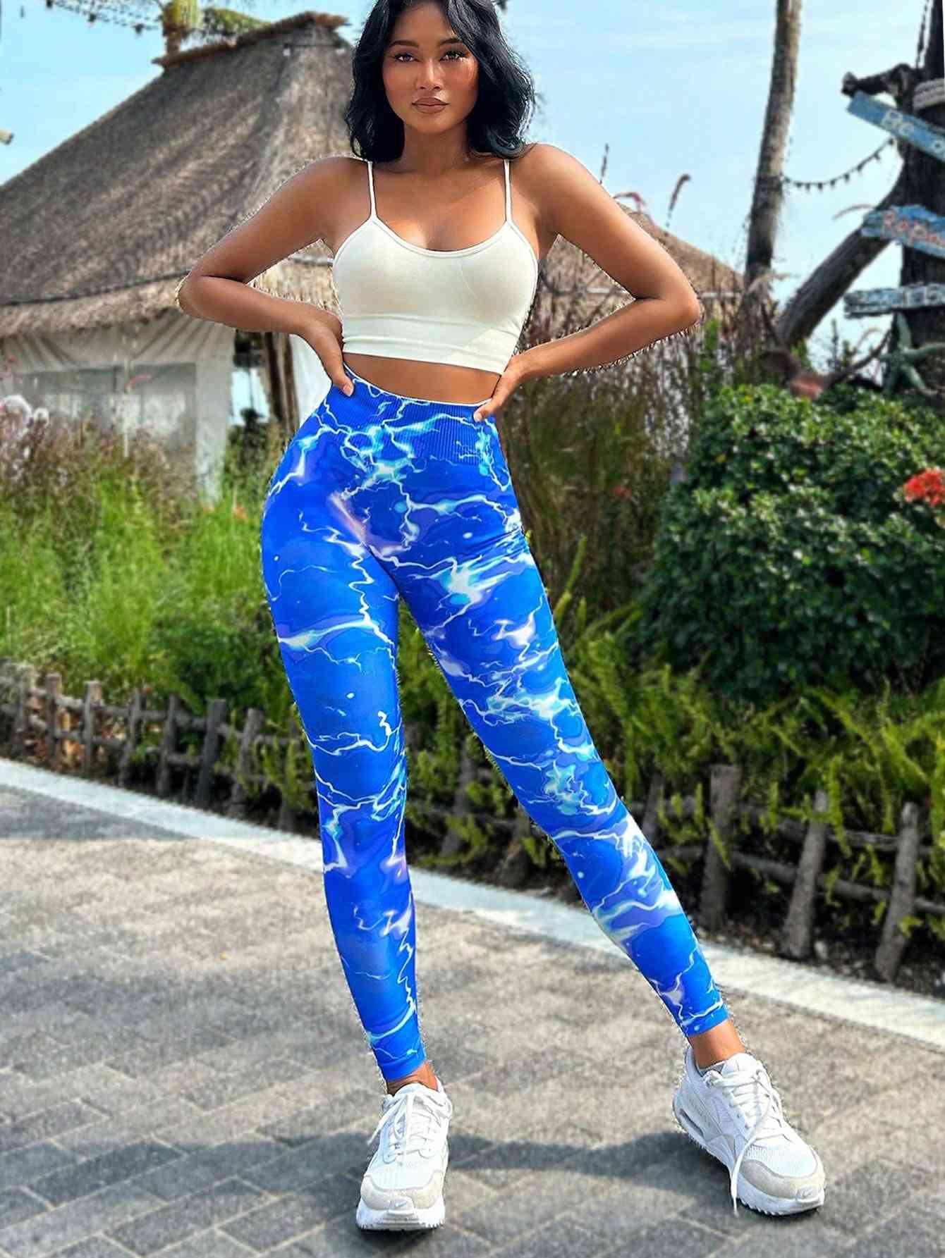 Tie-dye Slim Fit High Waistband Long Active Pants - Immenzive