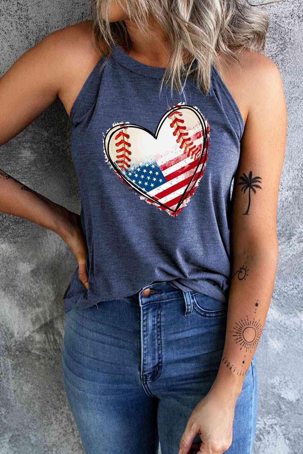 US Flag Heart Graphic Tank - Immenzive