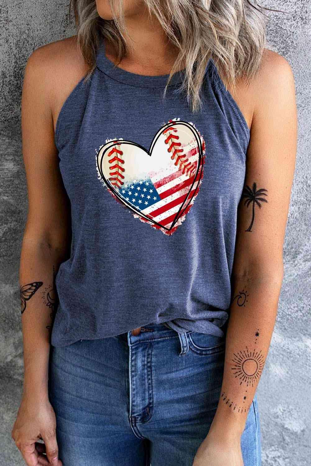 US Flag Heart Graphic Tank - Immenzive