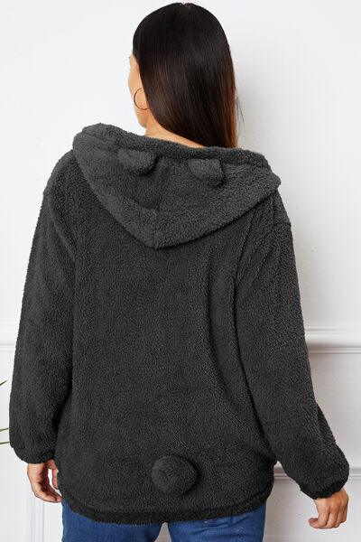 Zip Up Pocketed Hooded Outerwear - Immenzive