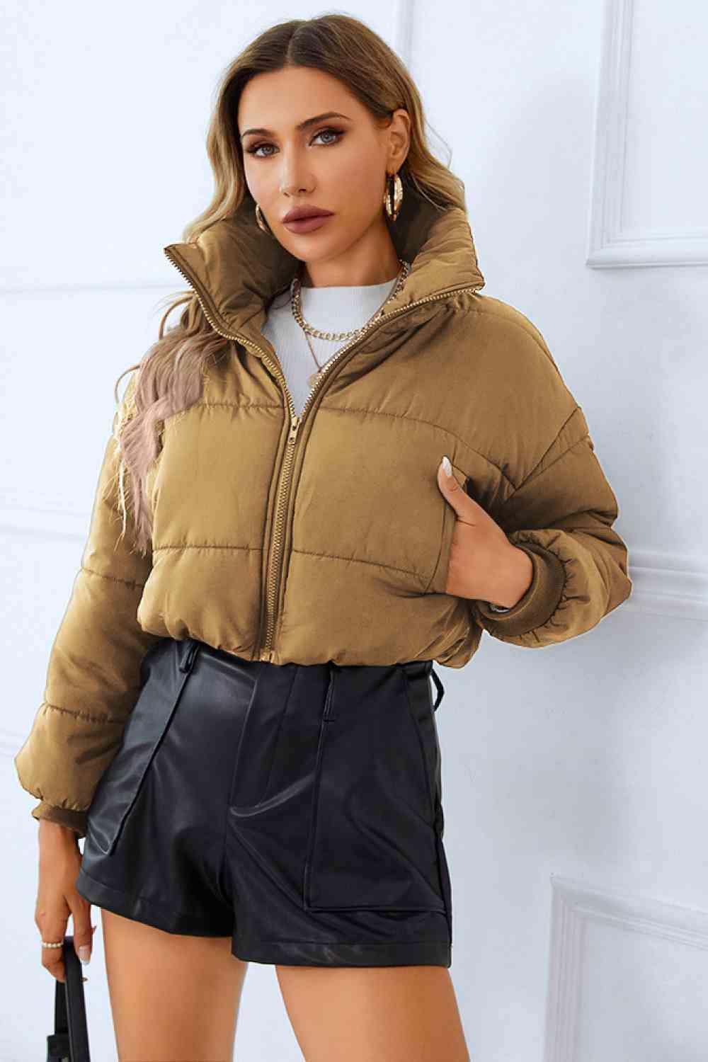 Zip-Up Winter Coat with Pockets - Immenzive