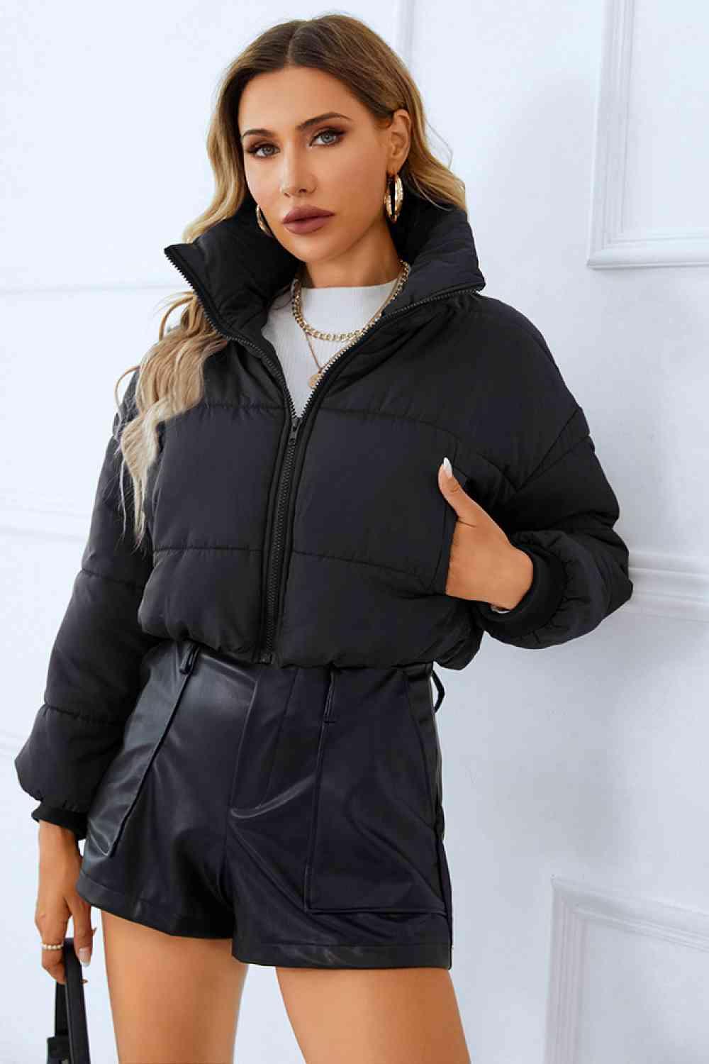 Zip-Up Winter Coat with Pockets - Immenzive