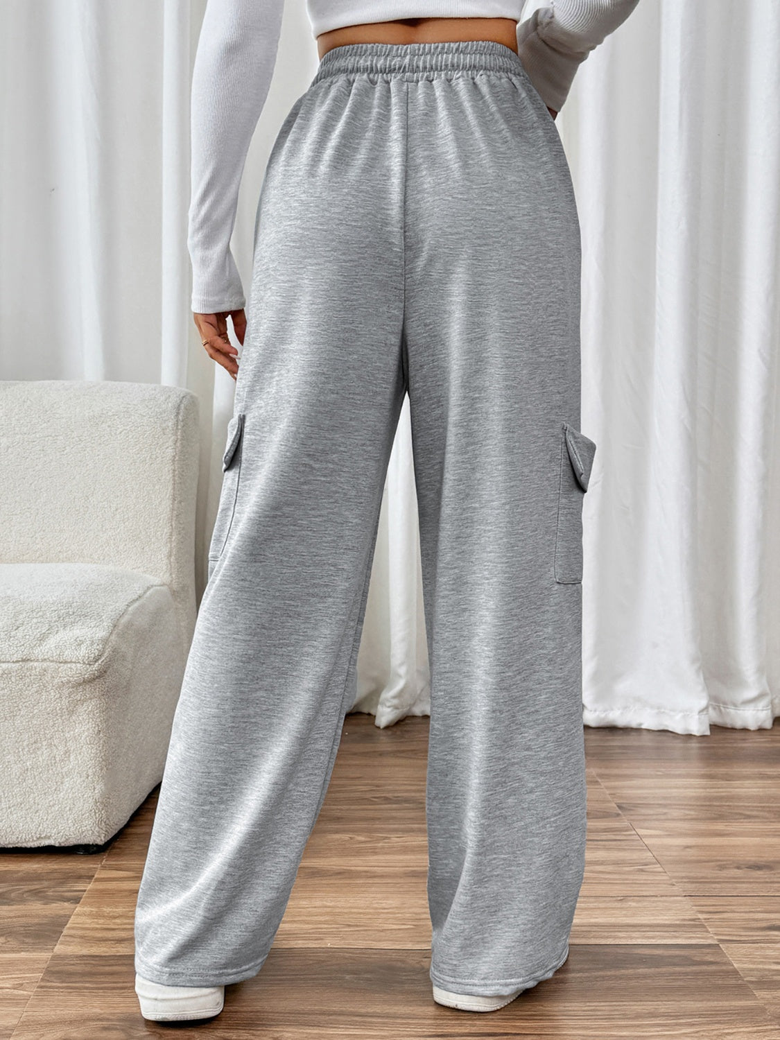 Perfee Drawstring Wide Leg Pants with Pockets