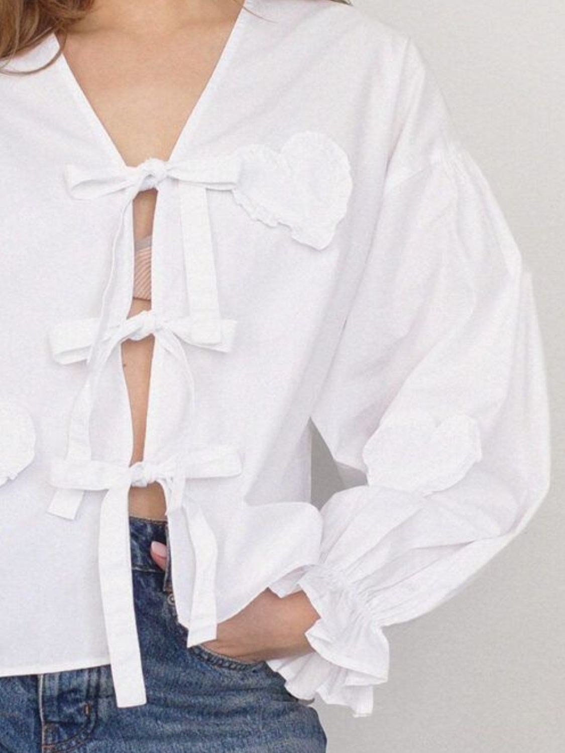 Tied Flounce Sleeve Blouse