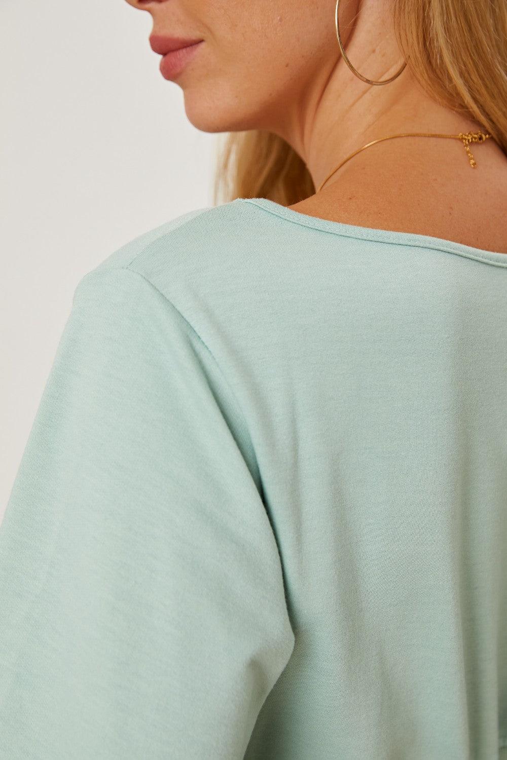 Boat Neck Lantern Sleeve Blouse - Immenzive