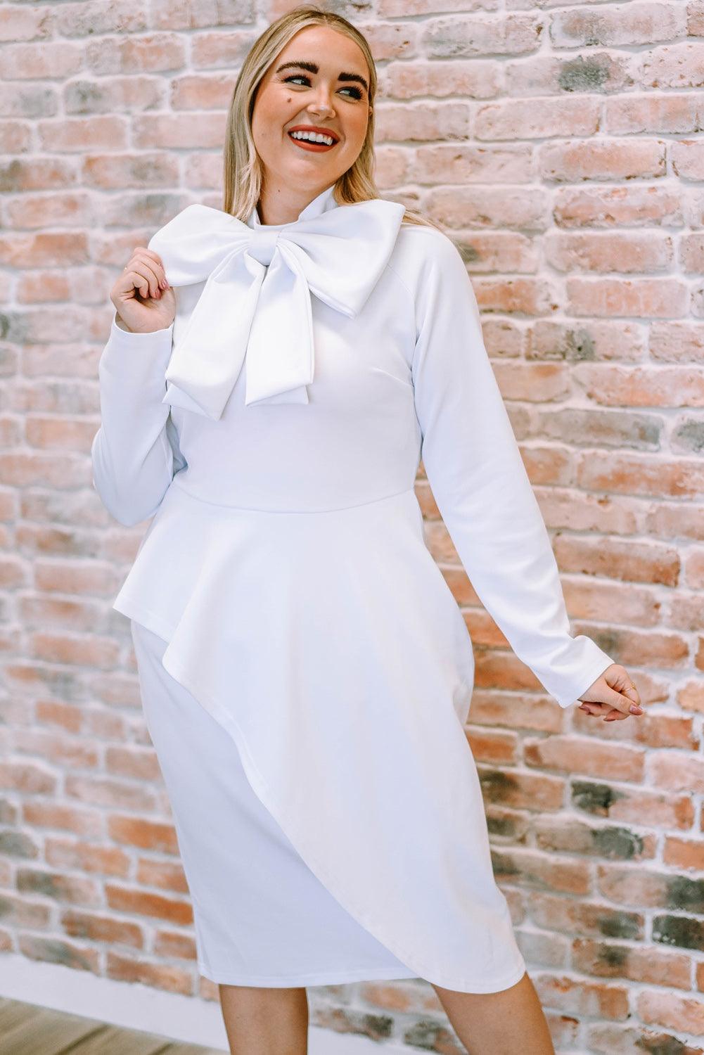 Bow Detail Long Sleeve Dress - Immenzive