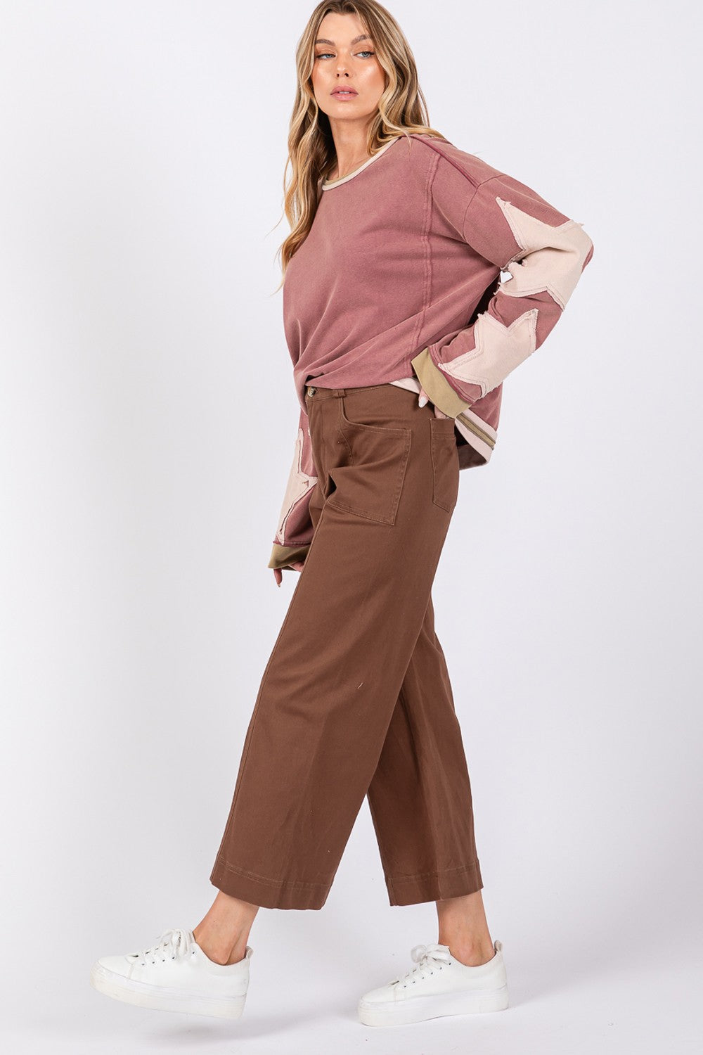 SAGE + FIG Wide Leg Cropped Pants