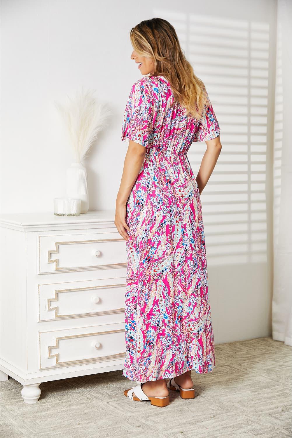 Double Take Multicolored V-Neck Maxi Dress - Immenzive