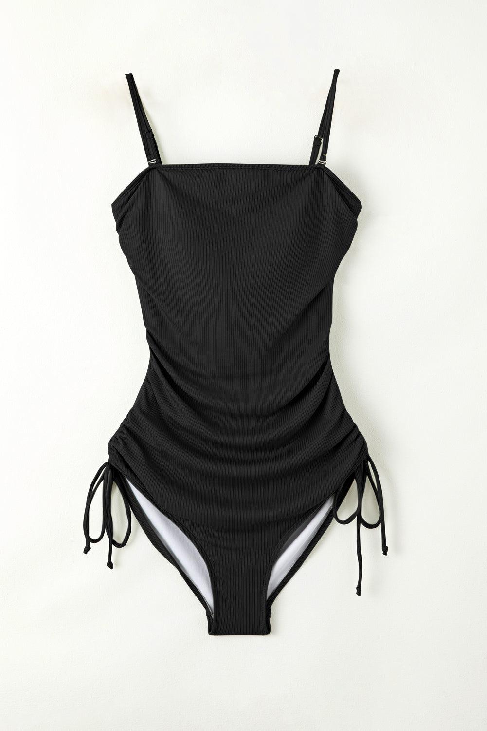 drawstring-spaghetti-strap-one-piece-swimwear - Immenzive