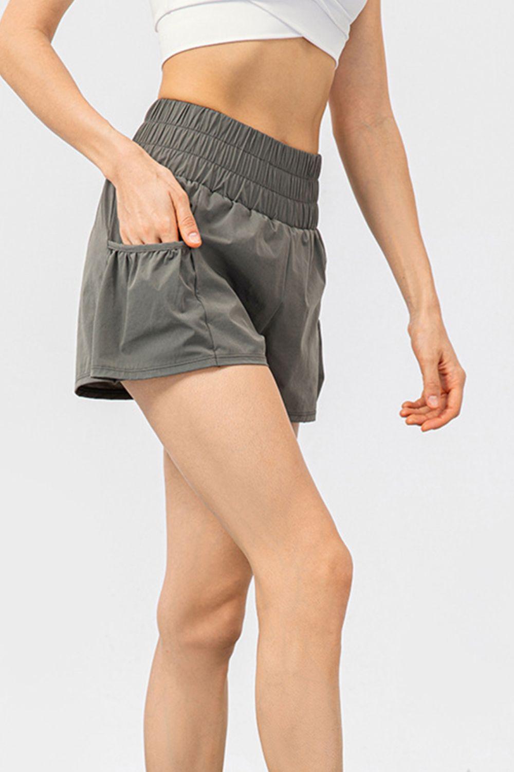 elastic-waist-pocketed-active-shorts - Immenzive