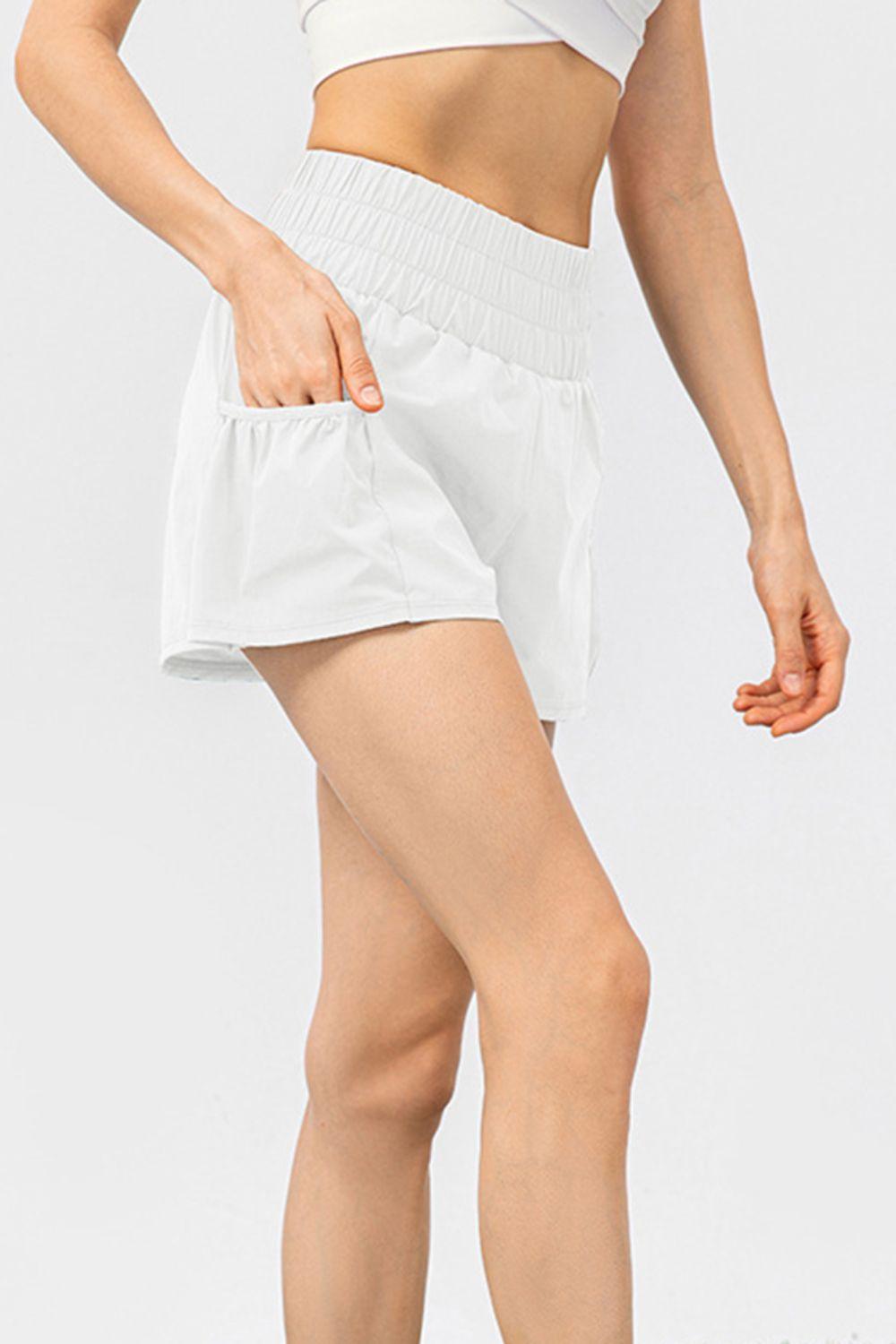 elastic-waist-pocketed-active-shorts - Immenzive