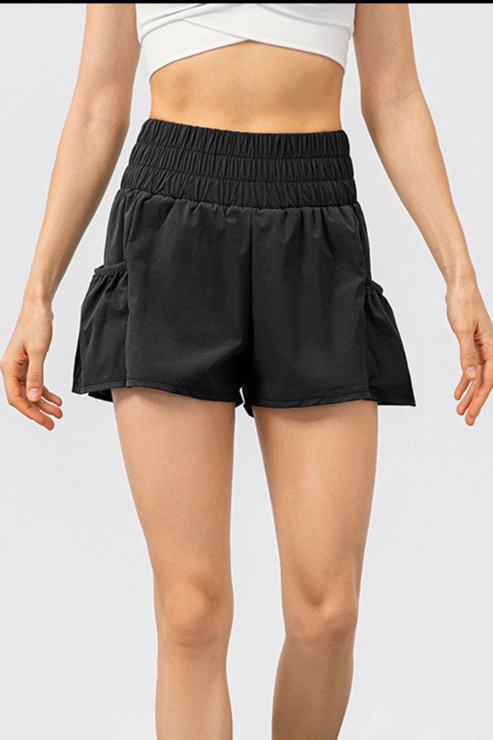 elastic-waist-pocketed-active-shorts - Immenzive