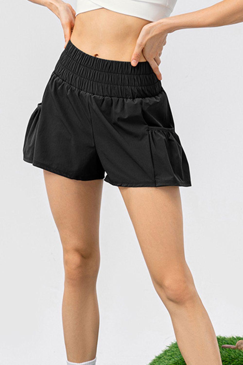 elastic-waist-pocketed-active-shorts - Immenzive