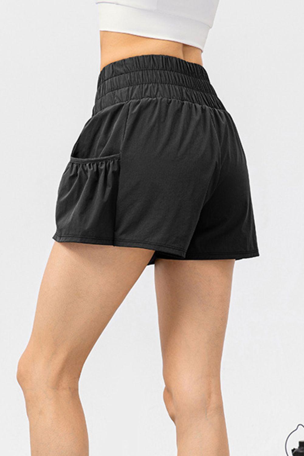 elastic-waist-pocketed-active-shorts - Immenzive