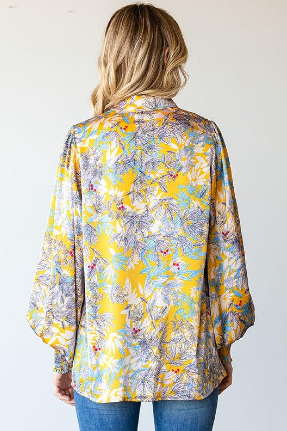 First Love Full Size Floral Lantern Sleeve Blouse - Immenzive